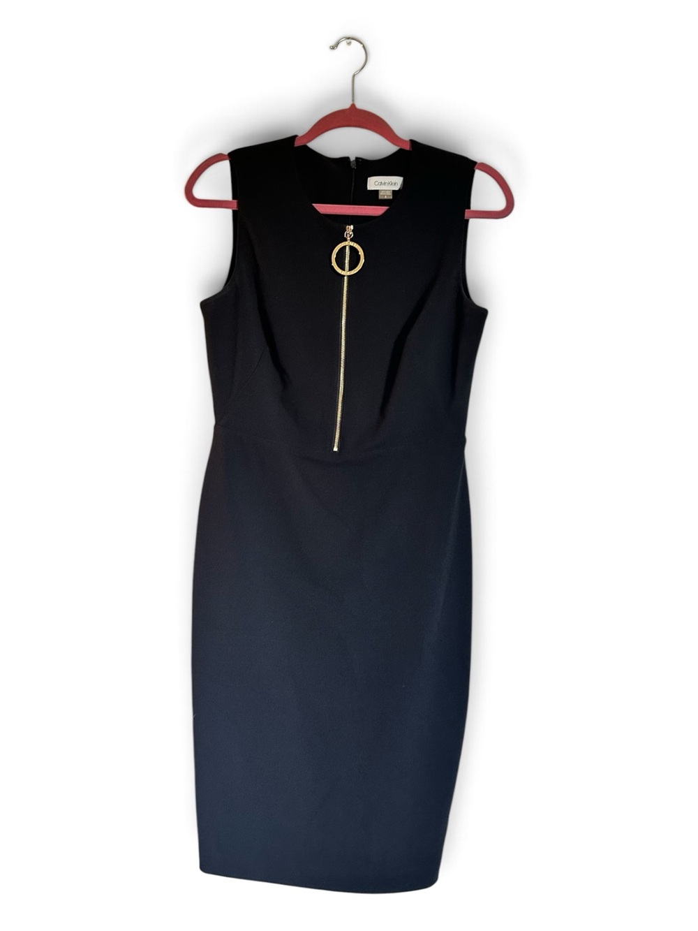 Calvin Klein Black Dress with Gold Ring Zip | 8